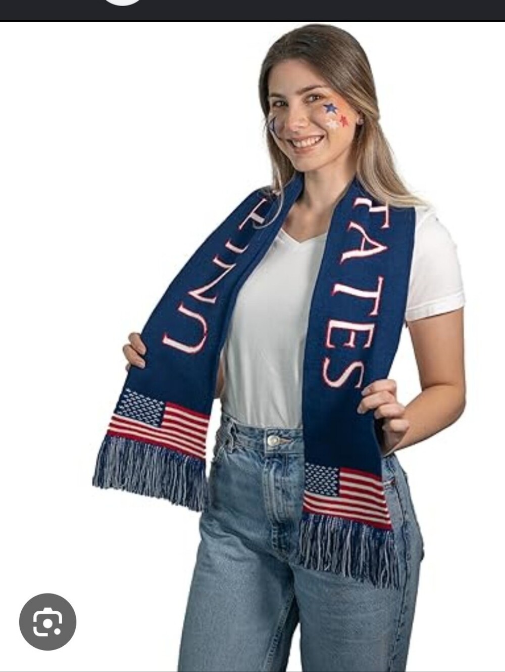 Fifa USA Red White Black Striped USA Shield Scarf - Picture 3 of 6